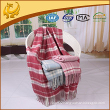2015 New Style China Factory Wholesale Woven Plaid 100% Wool Blankets For Sofa